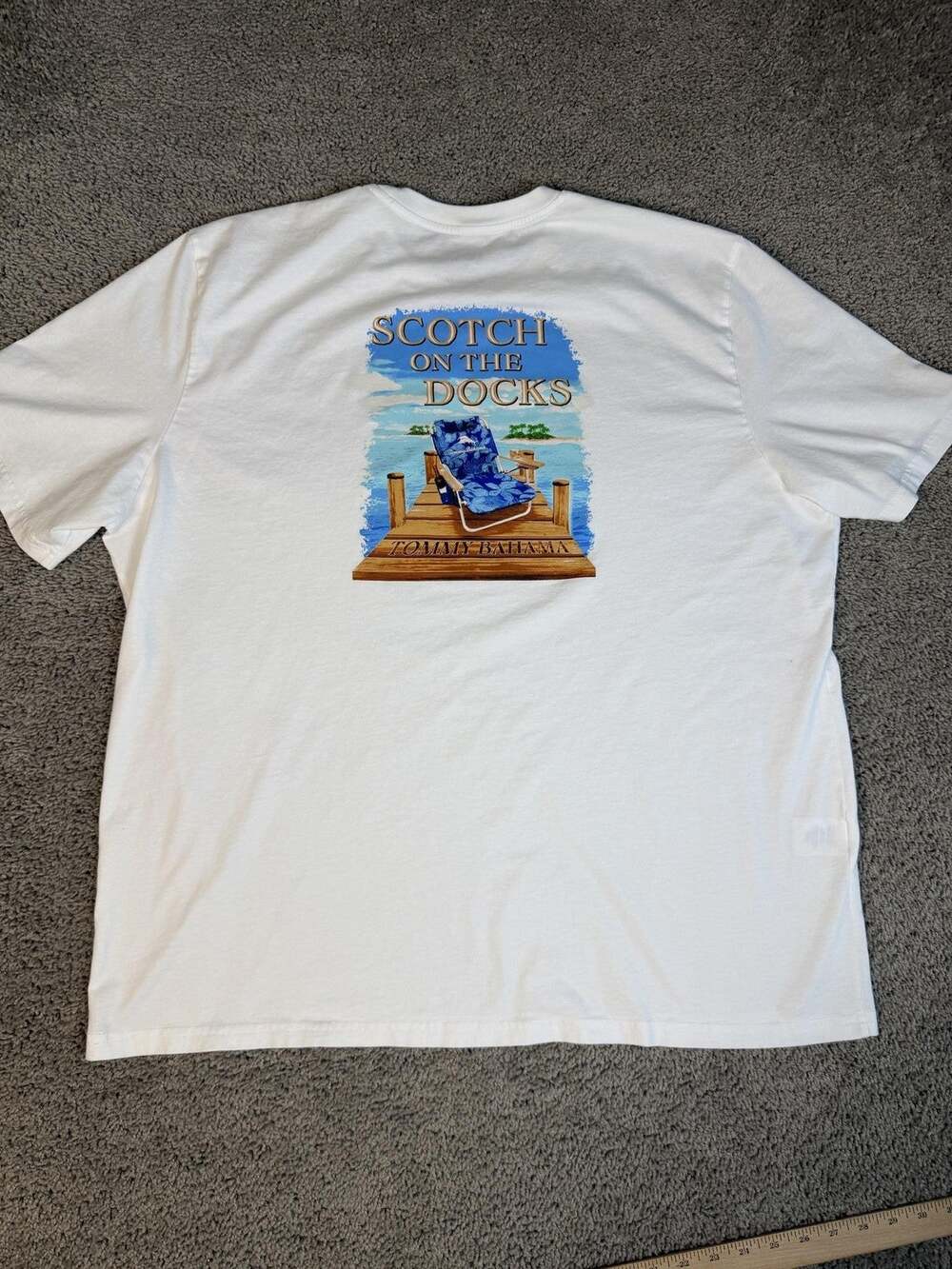 Tommy Bahama Shirt Mens 3XL White Scotch On The Docks Graphic Crew Neck Cotton